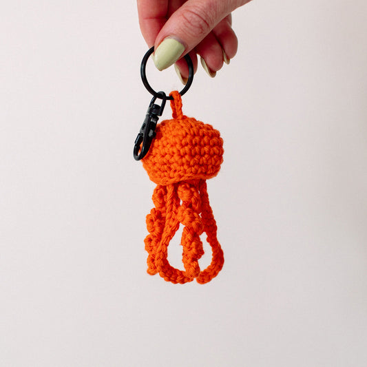 Orange Crochet Jellyfish Keyring - The St. Ives Co.