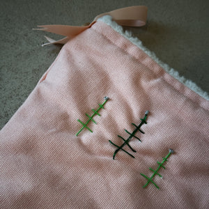 Pink Linen Christmas Stocking