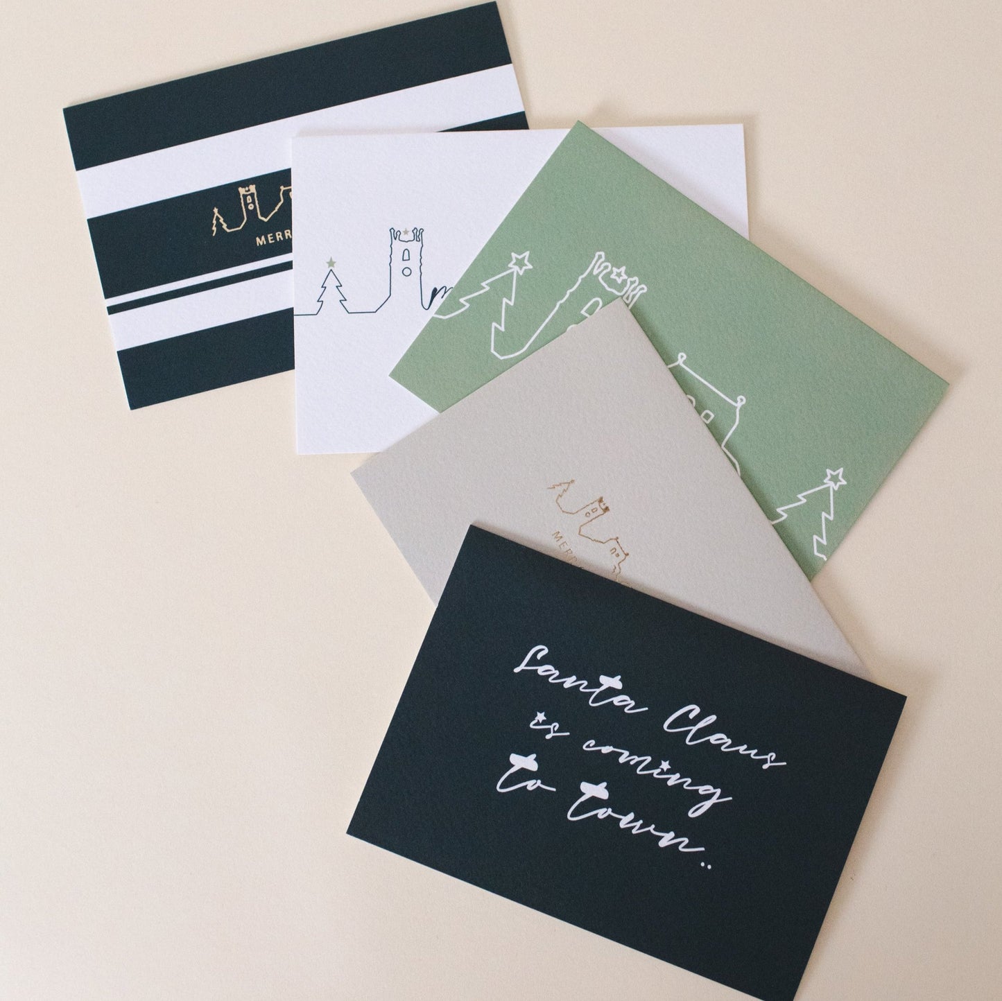 A multipack of 5 St Ives Inspired Christmas cards 5 different designs including The St Ives Skyline.  Designed in St Ives.