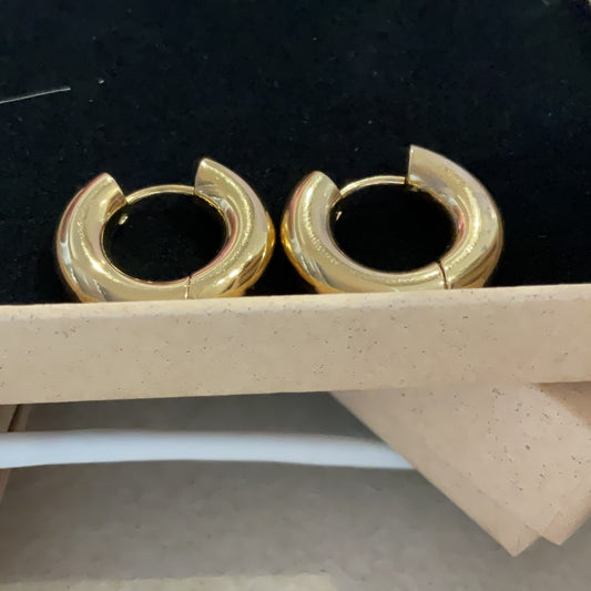 Waterproof gold Smooth small hoop earrings. Minimalist, Cornwall. 