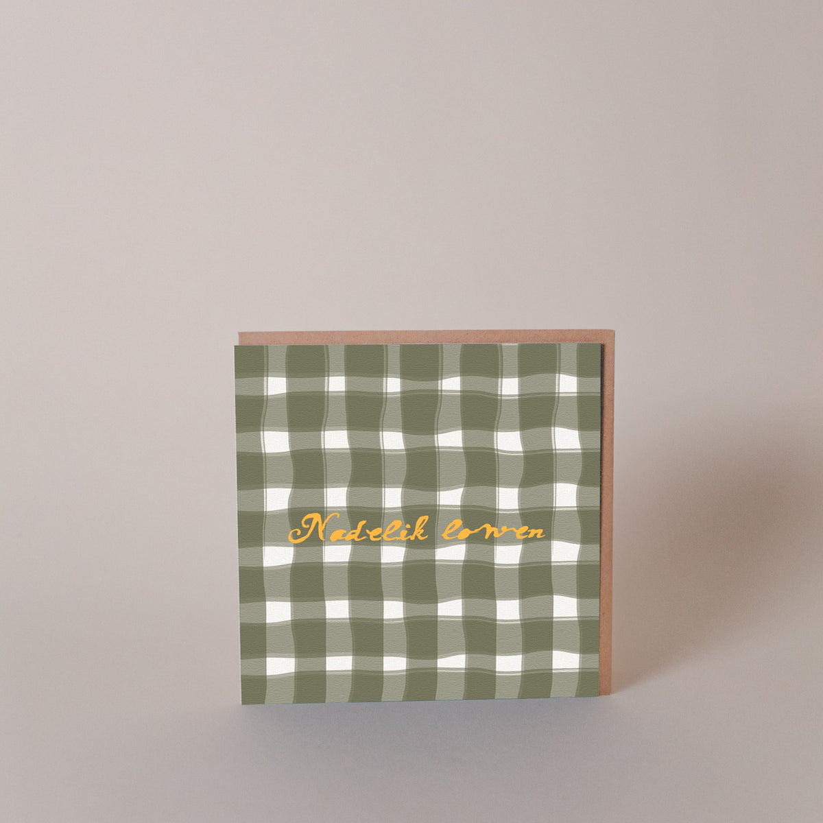 Sage Plaid Nadelik Lowen Christmas Greeting Card