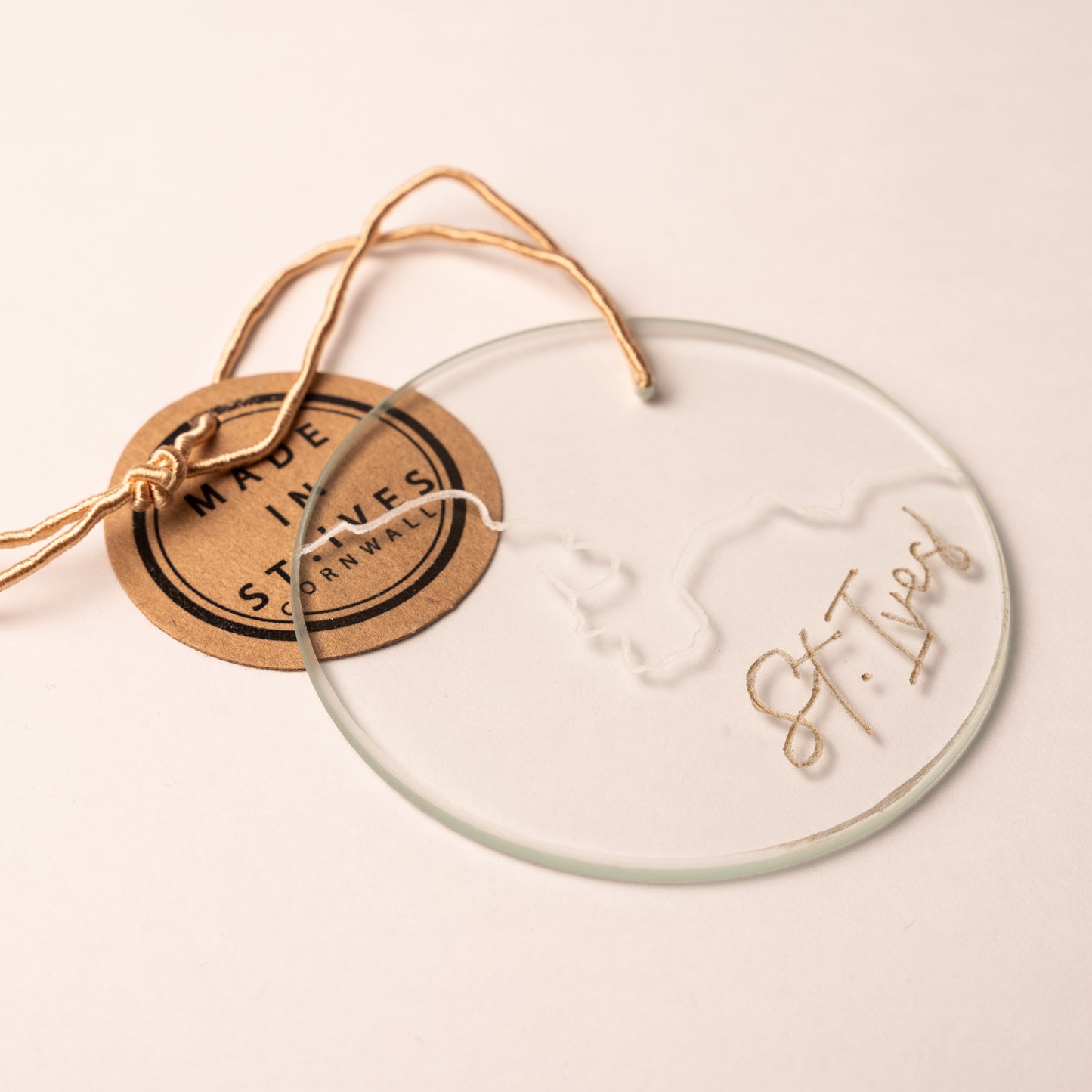 Hand Etched Round St. Ives Coastline Decoration - The St. Ives Co.