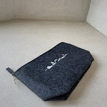 Load image into Gallery viewer, Charcoal Skyline Felt Wash Bag
