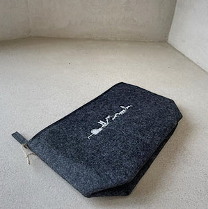 Charcoal Skyline Felt Wash Bag