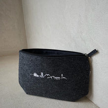 Load image into Gallery viewer, Charcoal Skyline Felt Wash Bag
