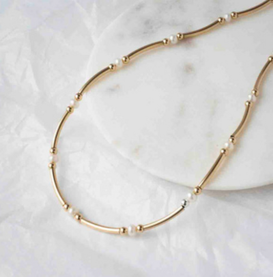 Tube Necklace with Pearl