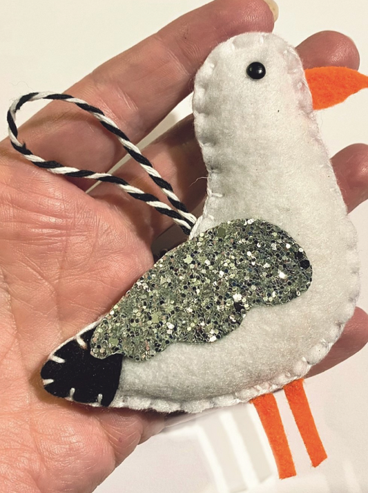 Glitzy Seagull Decoration