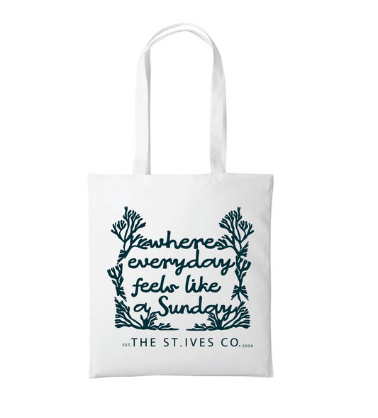 Beach Day White Printed Tote Bag