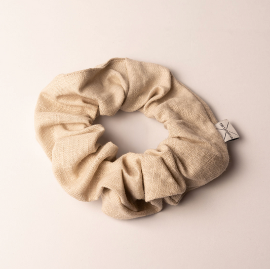 Beige Linen Scrunchie