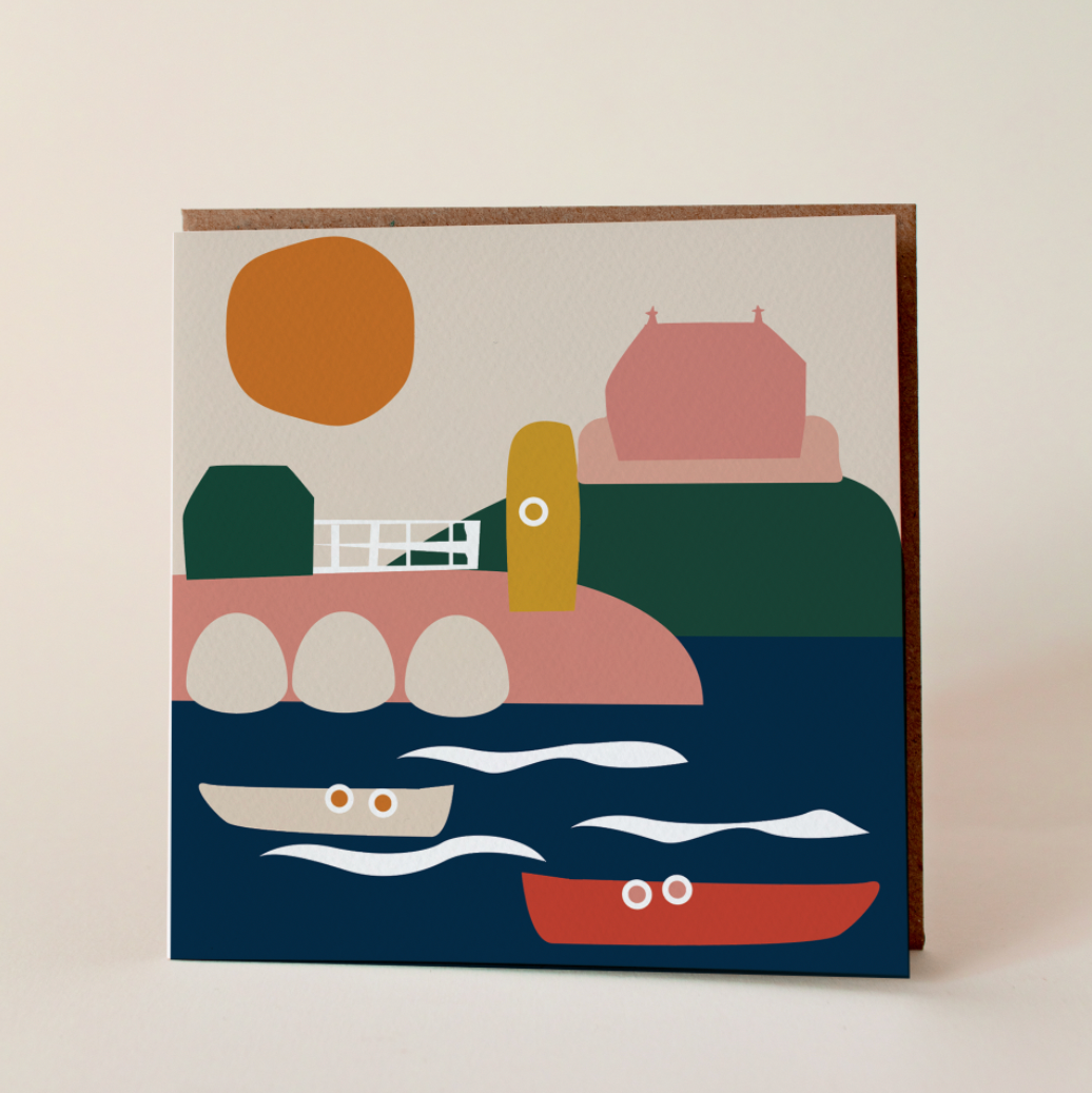 Block Colour Harbour Greeting Card - The St. Ives Co.