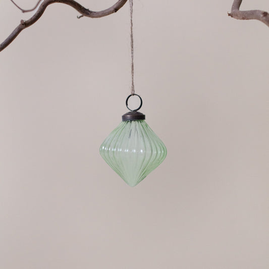 Green Glass Diamond Bauble Decoration