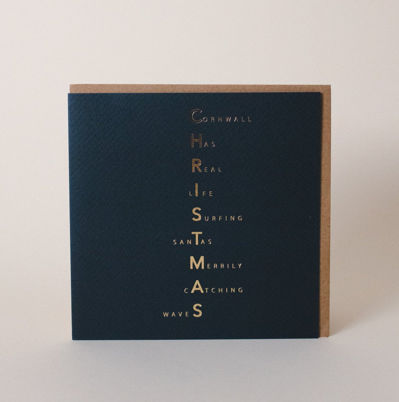 Cornish Surfing Santas Christmas Greeting Card with Gold Foil - The St. Ives Co.