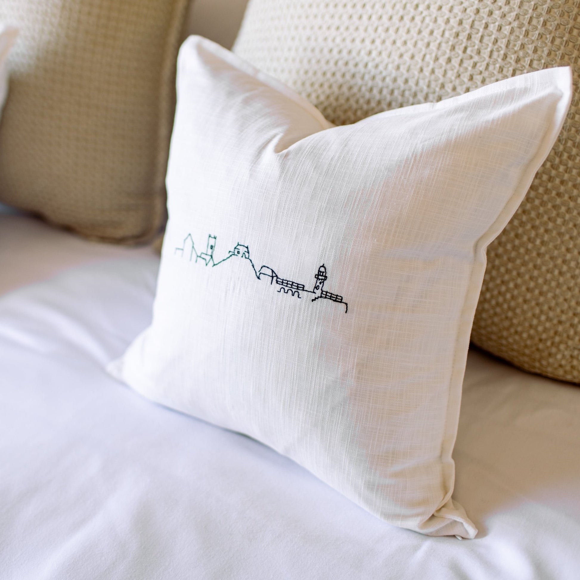 Cream St. Ives Skyline Linen Cushion - The St. Ives Co.