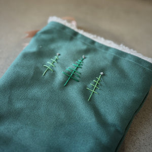 Teal Linen Christmas Stocking