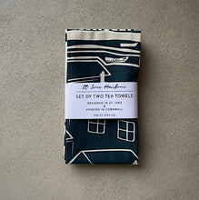 Load image into Gallery viewer, Teal St. Ives &amp; Mackerel Printed Tea towels - The St. Ives Co.
