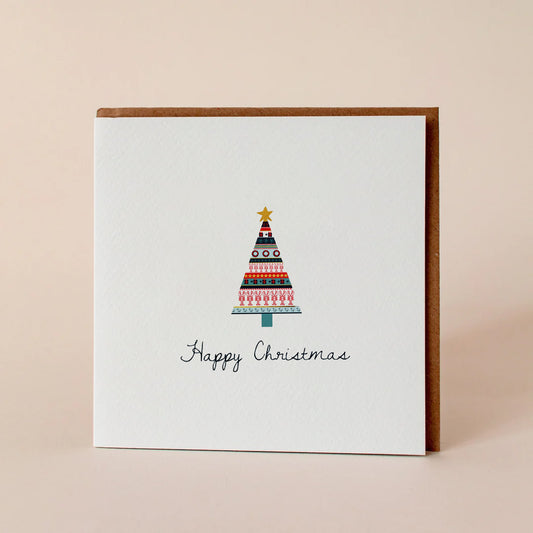 Lobster Fair Isle Foil Trees Christmas Greeting Card - The St. Ives Co.