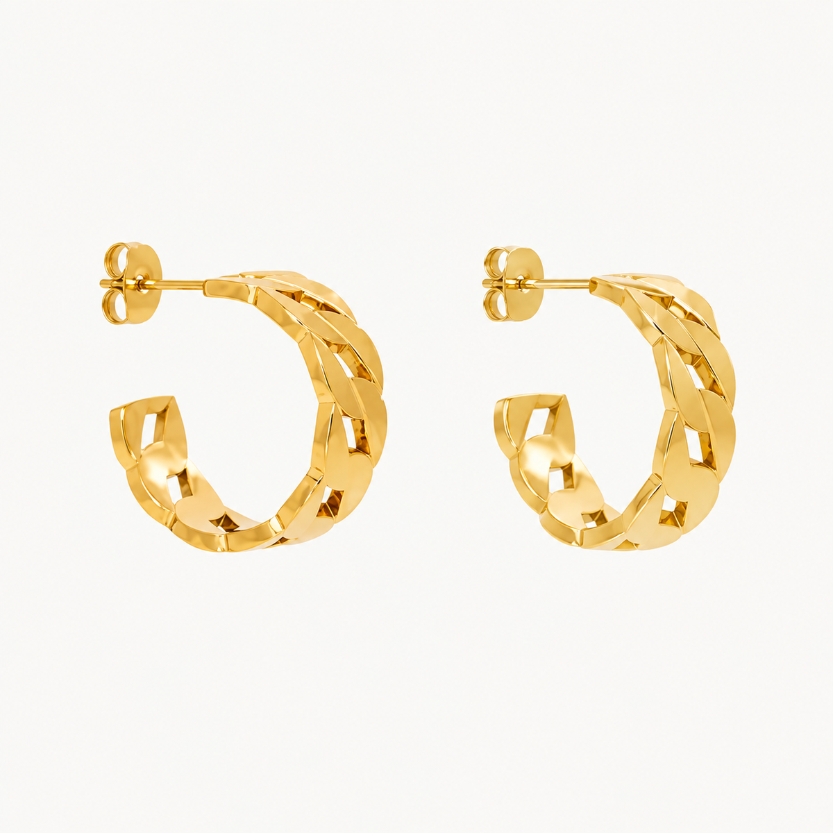 Mermaid Gold Chunky Chain Hoops - The St. Ives Co.