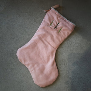 Pink Linen Christmas Stocking