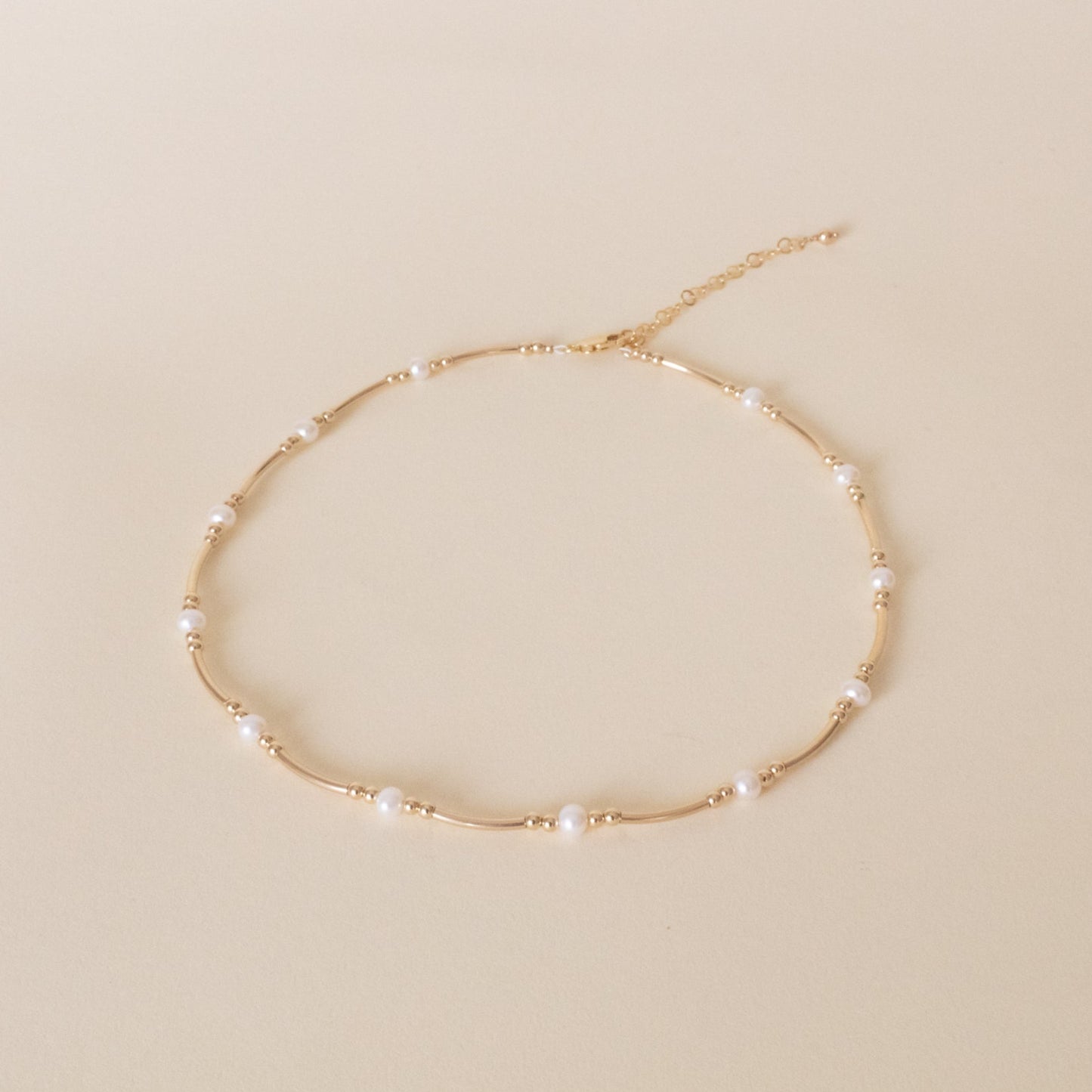 Tube Necklace with Pearl