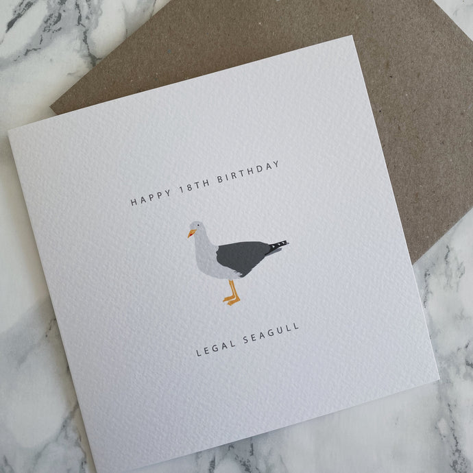 Legal Seagull 18th Greeting Card - The St. Ives Co. Cornwall Cornish Souvenir Holiday Beach Gift Personal Thank You Birthday Congratulations Memories Postcard 