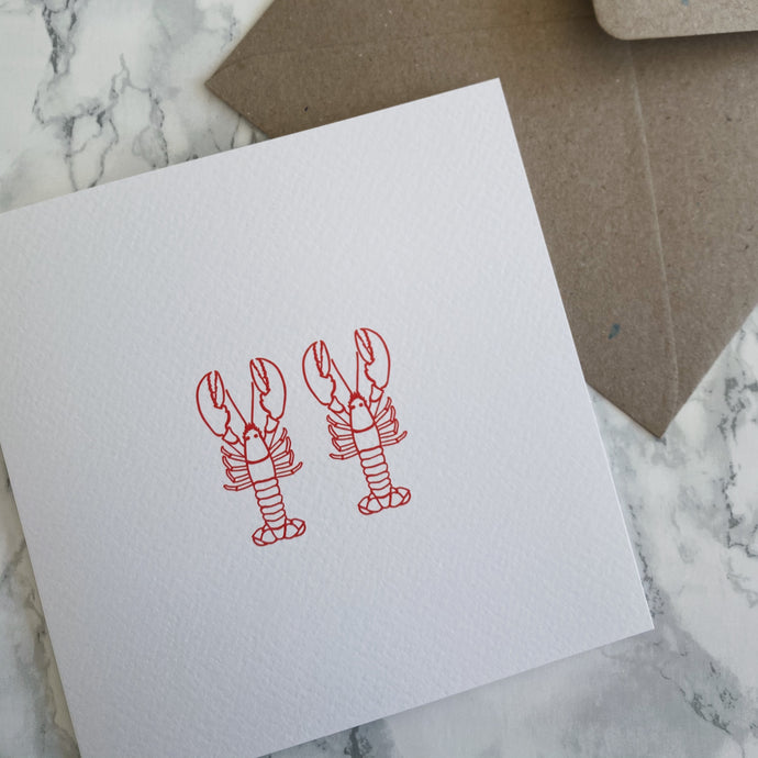 A Pair of Lobsters Greeting Card - The St. Ives Co. Cornwall Cornish Souvenir Holiday Beach Gift Personal Thank You Birthday Congratulations Memories Postcard 