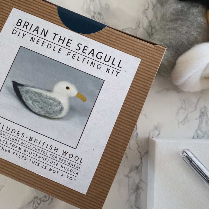 Brian the Seagull DIY needle felting kit - The St. Ives Co. Cornwall Cornish Souvenir Holiday beach Gift For Him For Her Fun Activity Sewing Bird Seaside