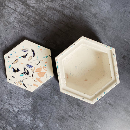 Terrazzo Lidded Pot Unique Bathroom Cornish St Ives Cornwall Storage Jewellery Present One Of A Kind 