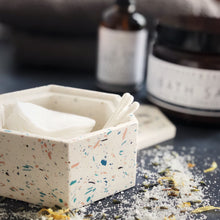 Load image into Gallery viewer, Terrazzo Lidded Pot Unique Bathroom Cornish St Ives Cornwall Storage Jewellery Present One Of A Kind 
