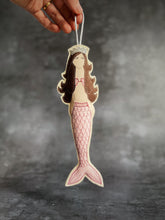 Load image into Gallery viewer, Mermaid Sparkle Hanging Decoration Beach Holiday St Ives Cornwall Ocean Fantasy Pink Princess Beatrice Crown 
