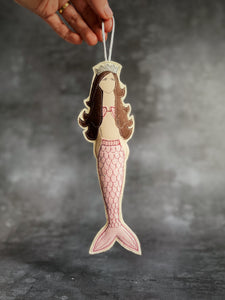 Mermaid Sparkle Hanging Decoration Beach Holiday St Ives Cornwall Ocean Fantasy Pink Princess Beatrice Crown 