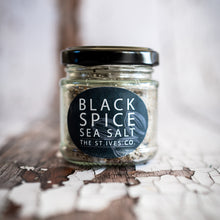 Load image into Gallery viewer, Black Spice Salts - The St. Ives Co. Cornwall Cornish Souvenir Holiday Beach Food Seasoning Steaks Squid Local Cornish Cornwall Kitchen Chef Porthminster
