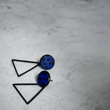 Load image into Gallery viewer, Blue Leopard Dangly Earrings - The St. Ives Co.
