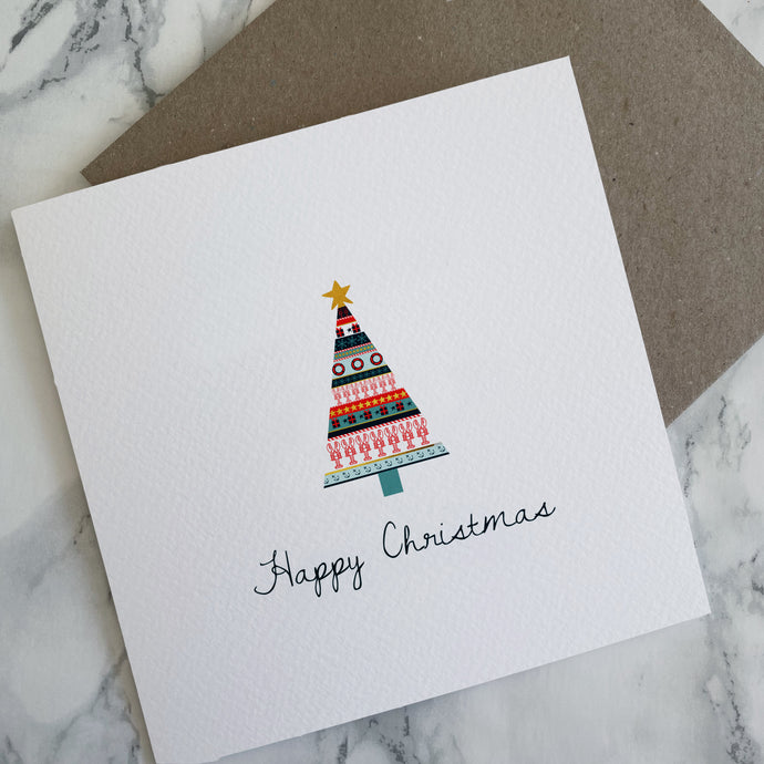 Lobster Fairisle Foil Christmas Trees Card - The St. Ives Co.