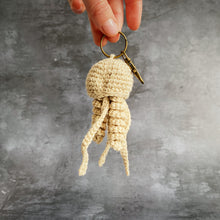 Load image into Gallery viewer, Cream Crochet Jellyfish Keyring Keys Cute Useful Car House New Home Sea Creature Eco Shop Souvenir Hand Produced Quality 
