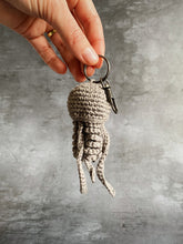 Load image into Gallery viewer, Grey Crochet Jellyfish Keyring Gift Cornish Souvenir Homemade Cotton Original Home Car Keys House Keys For Him For Her Quality Small Batch Independent
