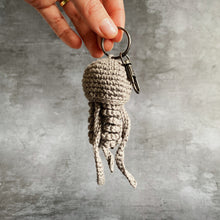 Load image into Gallery viewer, Grey Crochet Jellyfish Keyring Gift Cornish Souvenir Homemade Cotton Original Home Car Keys House Keys For Him For Her Quality Small Batch Independent
