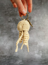 Load image into Gallery viewer, Cream Crochet Jellyfish Keyring Keys Cute Useful Car House New Home Sea Creature Eco Shop Souvenir Hand Produced Quality 

