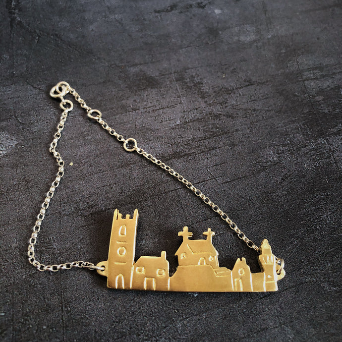 St Ives Skyline Gold Bracelet Special Amazing Gift Jewellery For Her Cornish Cornwall 