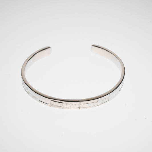 HH Patchwork Silver Cuff bracelet- hand Madde in Cornwall- Artisan 
