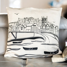 Load image into Gallery viewer, Lifeboat House St. Ives Cushion Cover - The St. Ives Co. Cornwall Cornish Souvenir Holiday beach Decor Illustrated View Town Best Quality 
