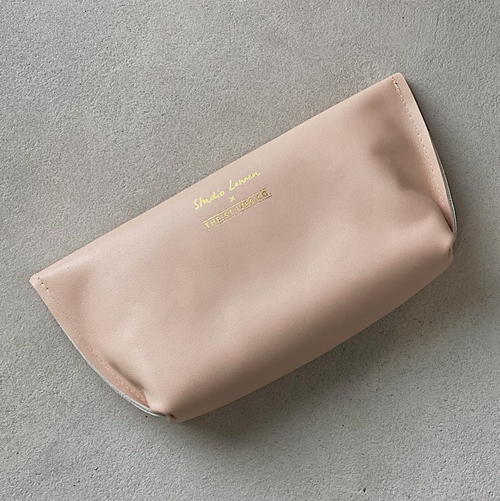 Nude Leather Make Up Bag
