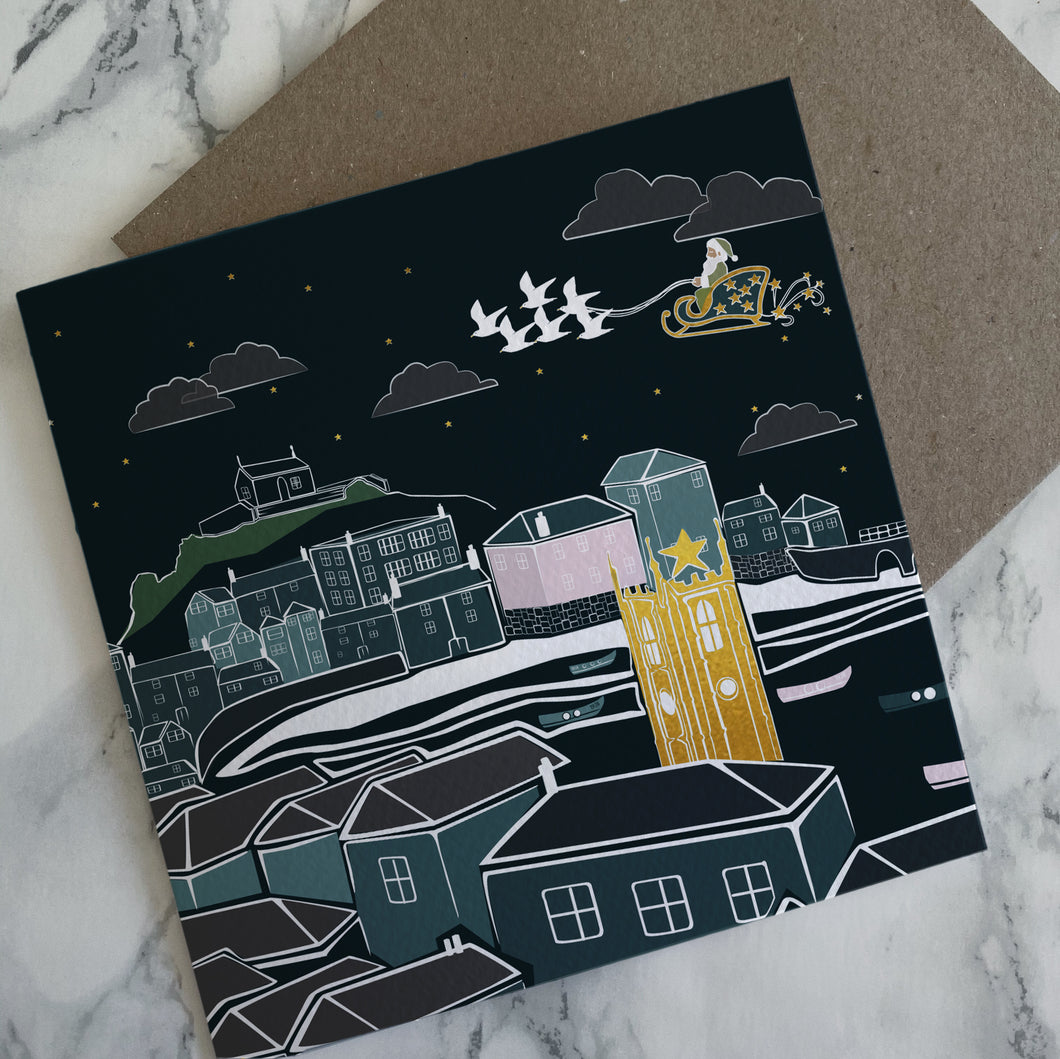 Santa in St. Ives Greeting Card with Gold Foil - The St. Ives Co.