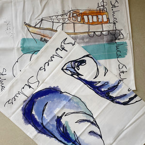 Lifeboat & Mussel Teatowel Set