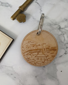 Original TSIC St. Ives View Engraved Key Ring - The St. Ives Co. Cornwall Cornish Souvenir Holiday beach Original Cool Useful View Design Small Batch Gift