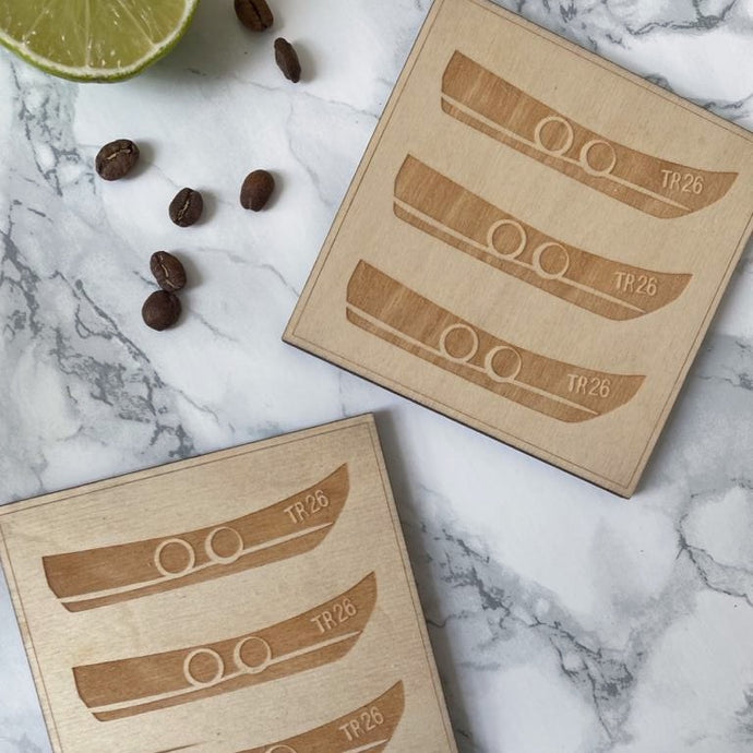 Original TSIC TR26 Boat engraved wooden Coasters // Pack of 2 - The St. Ives Co. Cornwall Cornish Souvenir Holiday beach Gift Unique One Of A Kind View Original Unique Stylish Souvenir