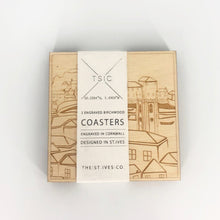 Load image into Gallery viewer, Original TSIC St. Ives View engraved wooden Coasters // Pack of 2 - The St. Ives Co. Cornwall Cornish Souvenir Holiday beach Gift Unique Souvenir One Of A Kind View Beautiful Seaside
