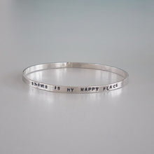 Load image into Gallery viewer, Original TSIC &#39;St. Ives is my Happy Place&#39; Bangle - The St. Ives Co. Cornwall Cornish Souvenir Holiday beach For Her Quality Best Present Beautiful Unique One Of A Kind Silver
