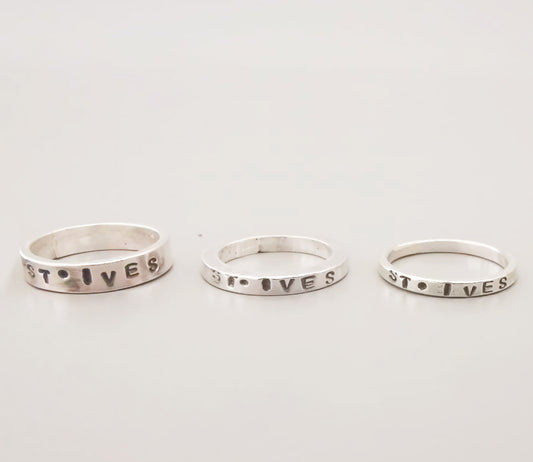 St. Ives Engraved Ring - The St. Ives Co. Cornwall Cornish Souvenir Holiday beach Jewellery Gift Unique One Of A Kind Personal Local Souvenir Best
