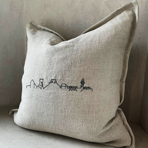 Oatmeal St. Ives Skyline Linen Cushion