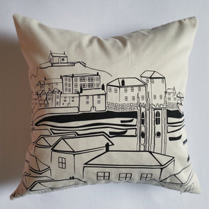Original TSIC St. Ives View Cushion Cover - The St. Ives Co. Cornwall Cornish Souvenir Holiday beach Bedroom Living Room Stylish Design View Quality